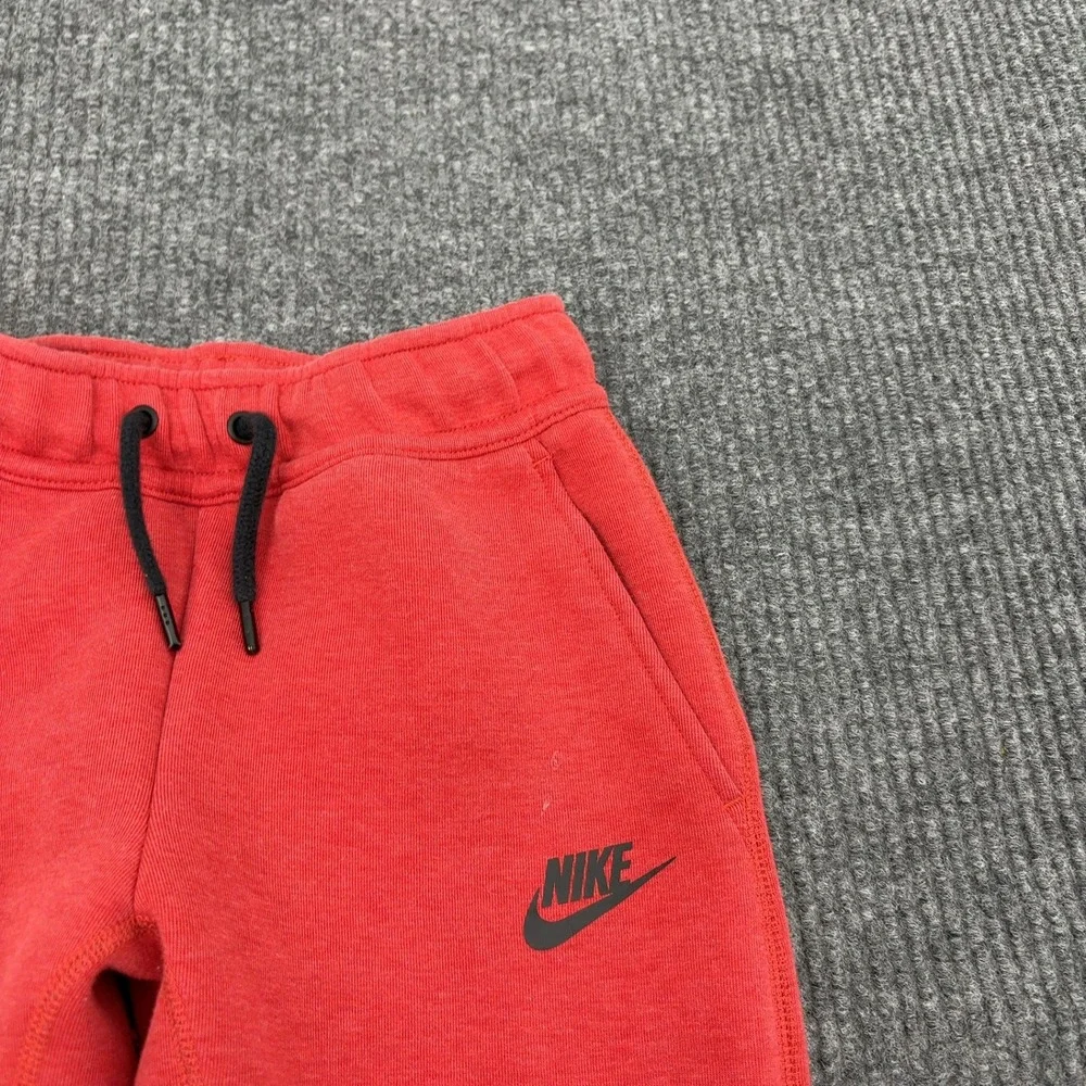Nike Tech Fleece Joggers Boys S Red Cotton Blend Tapered Sweatpants Athletic